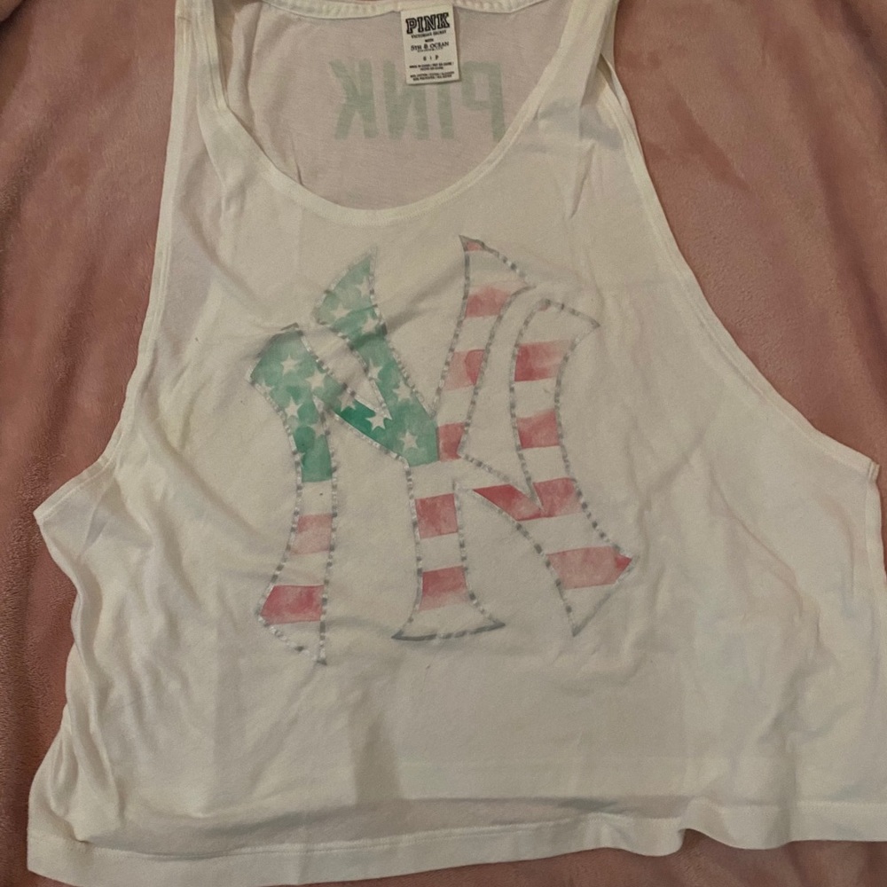 New York Yankees watercolor crop top sz M